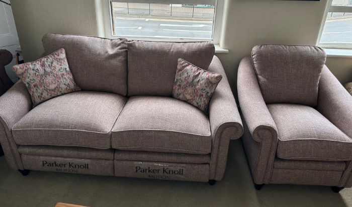 2 Seater Sofa With Footrests + Armchairs